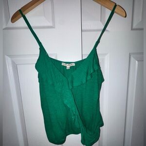 Express One Eleven Green Ruffle Wrap Cami Tank Top Size M